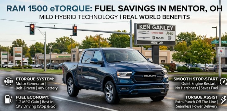 RAM 1500 eTorque with mild hybrid technology at Ken Ganley Chrysler Dodge Jeep Ram Mentor in Mentor, OH
