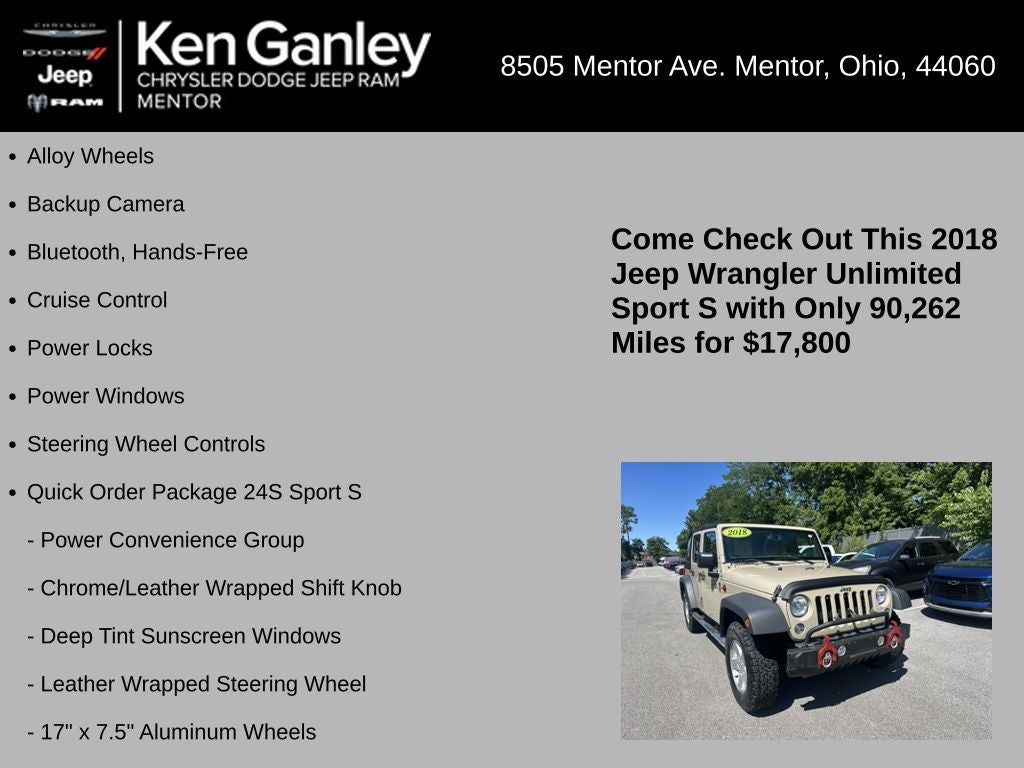 2018 Jeep Wrangler JK Unlimited Sport S 4x4
