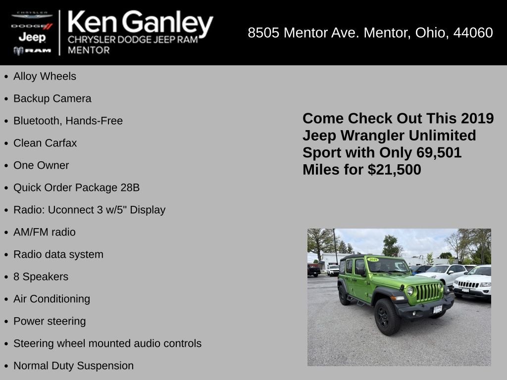 2019 Jeep Wrangler Unlimited Sport 4x4