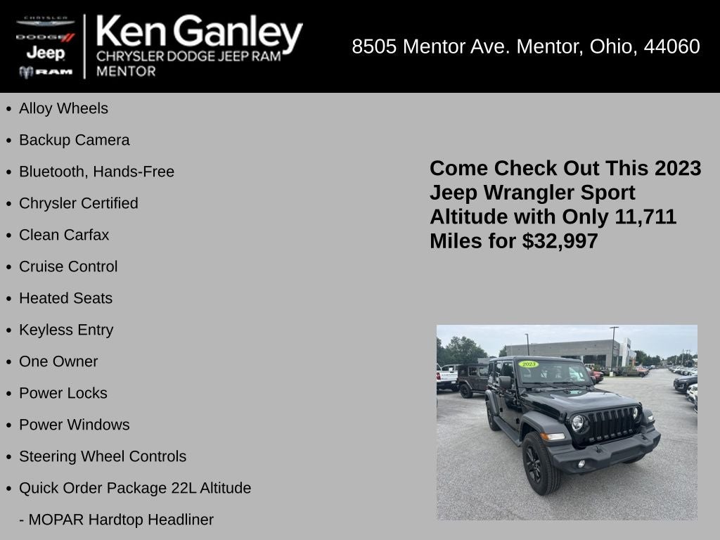2023 Jeep Wrangler 4-Door Sport Altitude 4x4