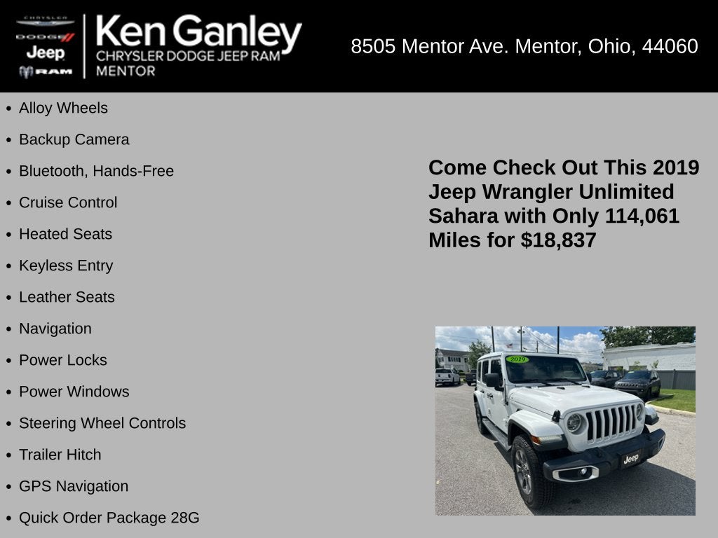 2019 Jeep Wrangler Unlimited Sahara 4x4