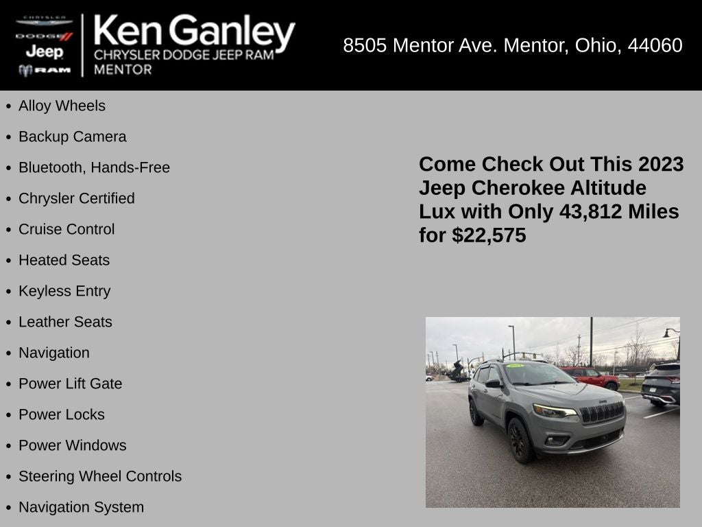 2023 Jeep Cherokee Altitude Lux 4x4