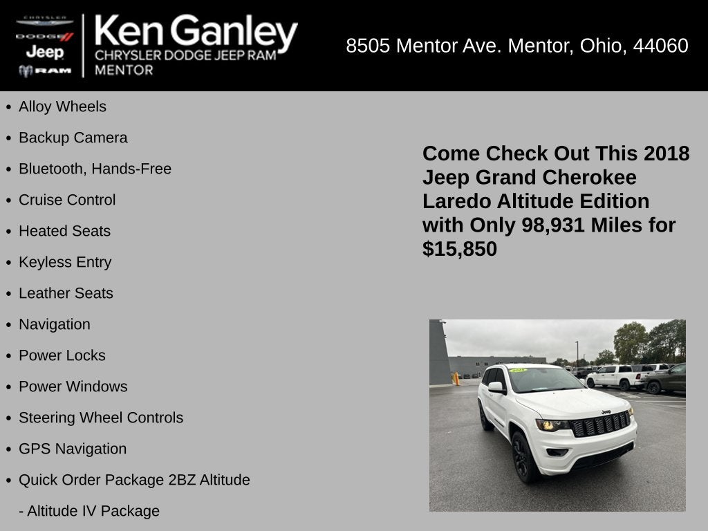 2018 Jeep Grand Cherokee Altitude 4x4