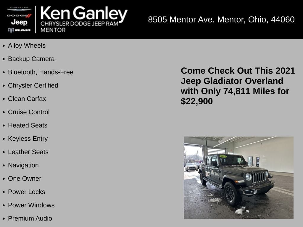 2021 Jeep Gladiator Overland 4X4