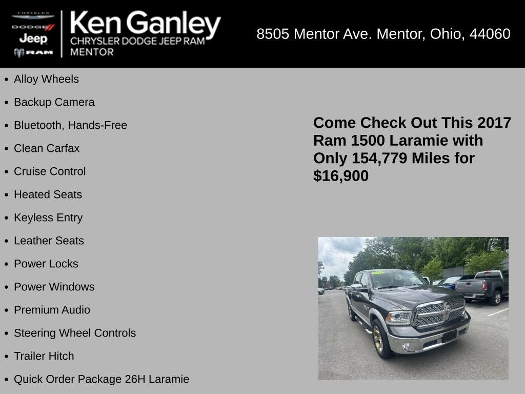 2017 RAM 1500 Laramie Crew Cab 4x4 5'7' Box