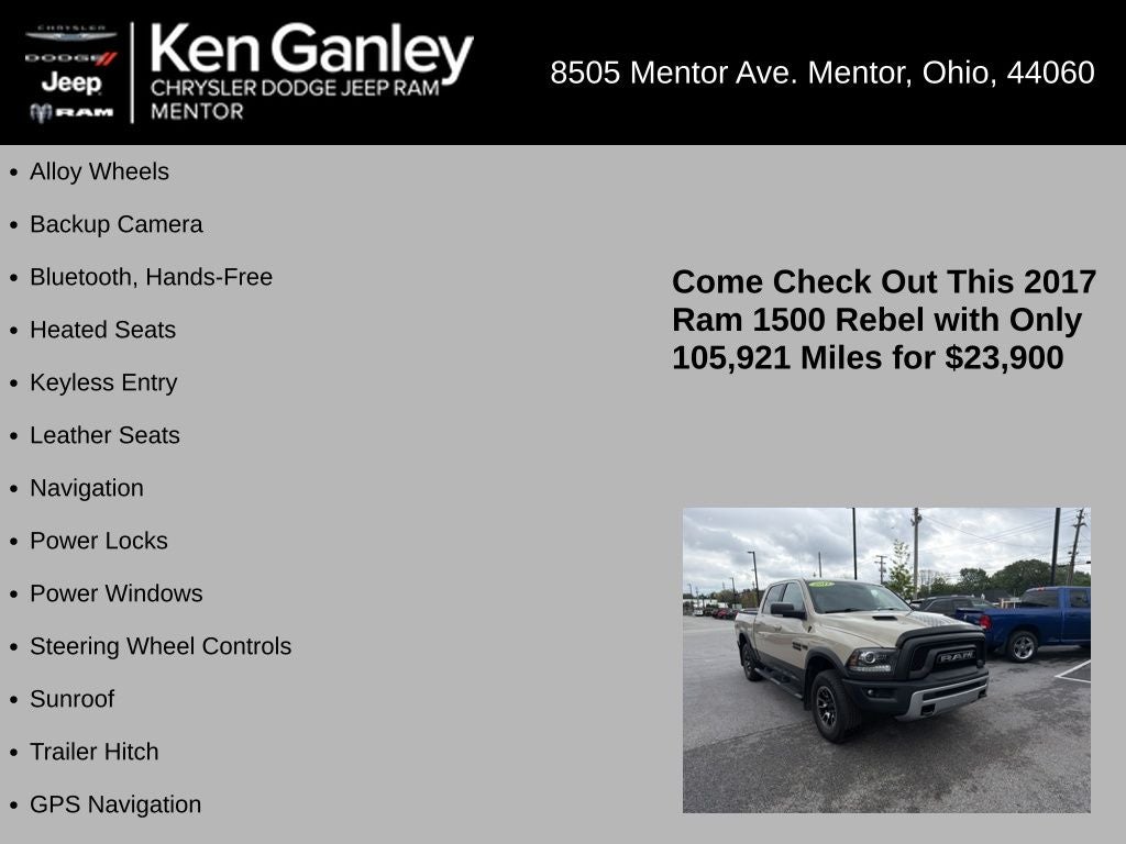 2017 RAM 1500 Rebel Crew Cab 4x4 5'7' Box