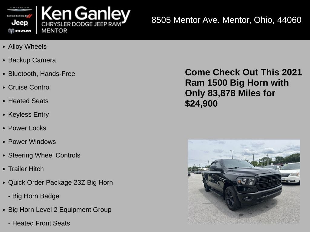 2021 RAM 1500 Big Horn Quad Cab 4x4 6'4' Box