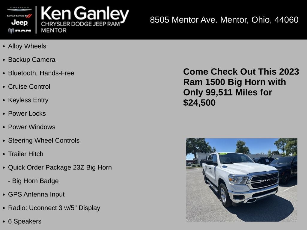 2023 RAM 1500 Big Horn Crew Cab 4x4 5'7' Box