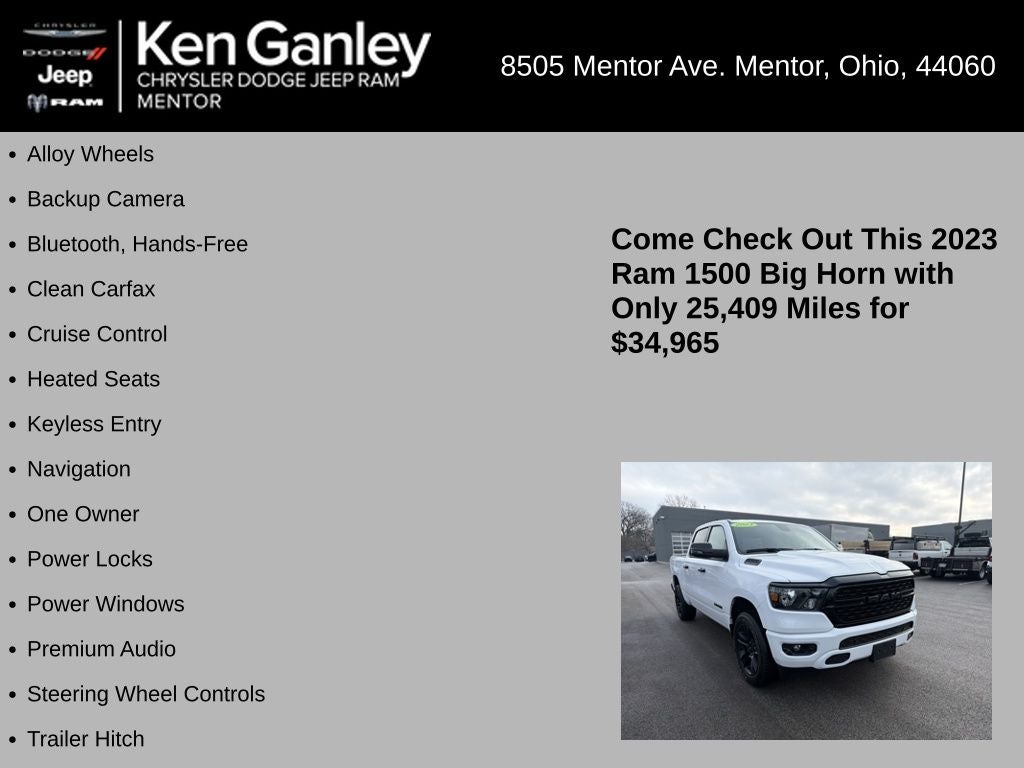 2023 RAM 1500 Big Horn Crew Cab 4x4 5'7' Box