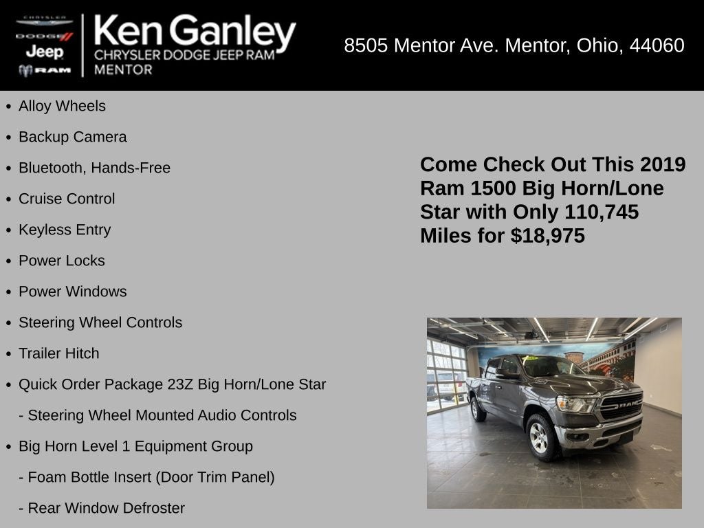 2019 RAM 1500 Big Horn/Lone Star Crew Cab 4x4 5'7' Box