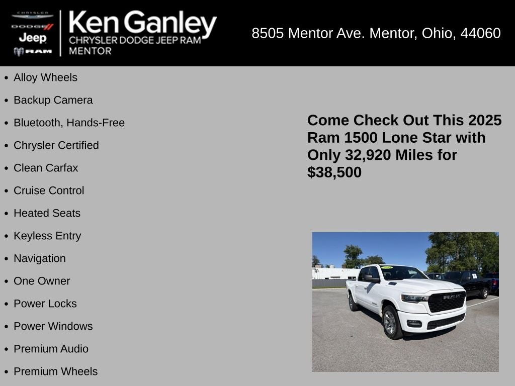 2025 RAM 1500 Lone Star Crew Cab 4x4 5'7' Box