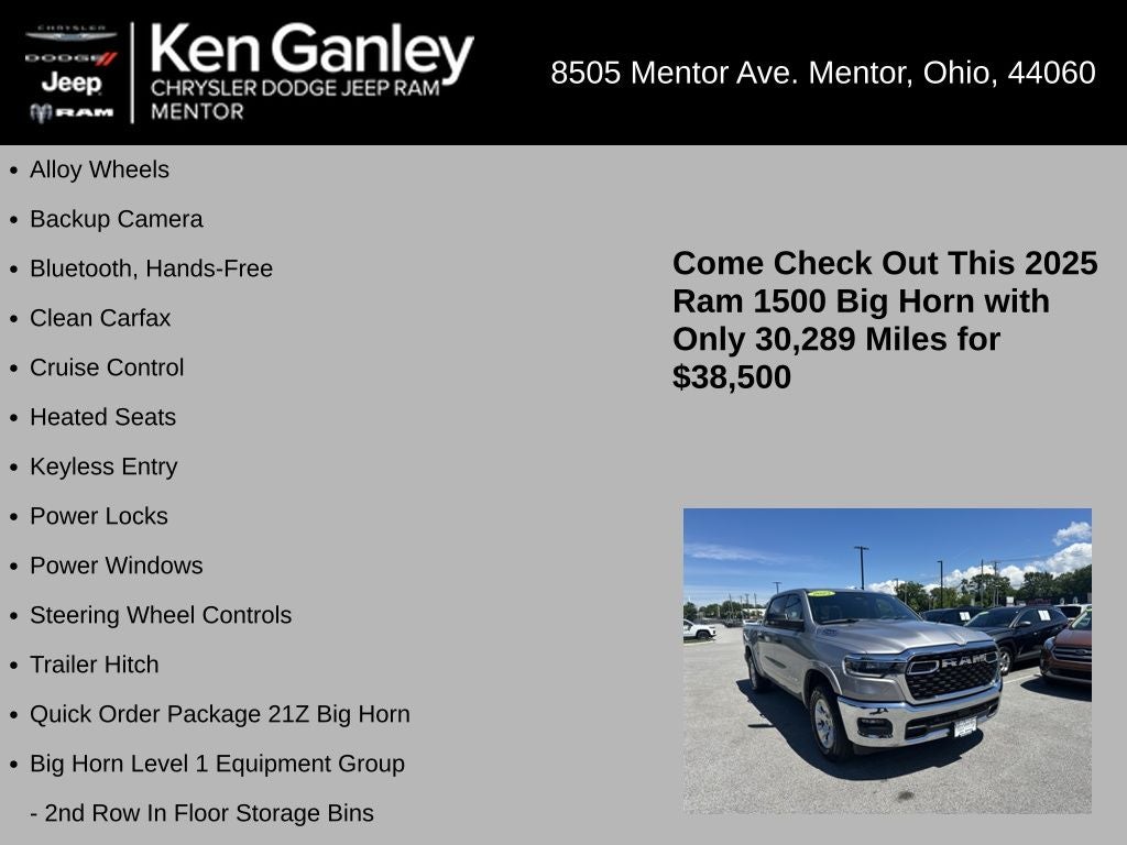 2025 RAM 1500 Big Horn Crew Cab 4x4 5'7' Box