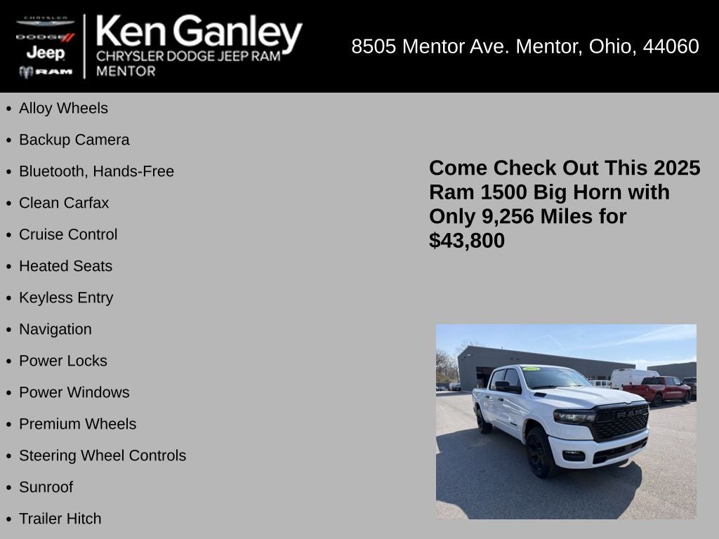 2025 RAM 1500 Big Horn Crew Cab 4x4 5'7' Box