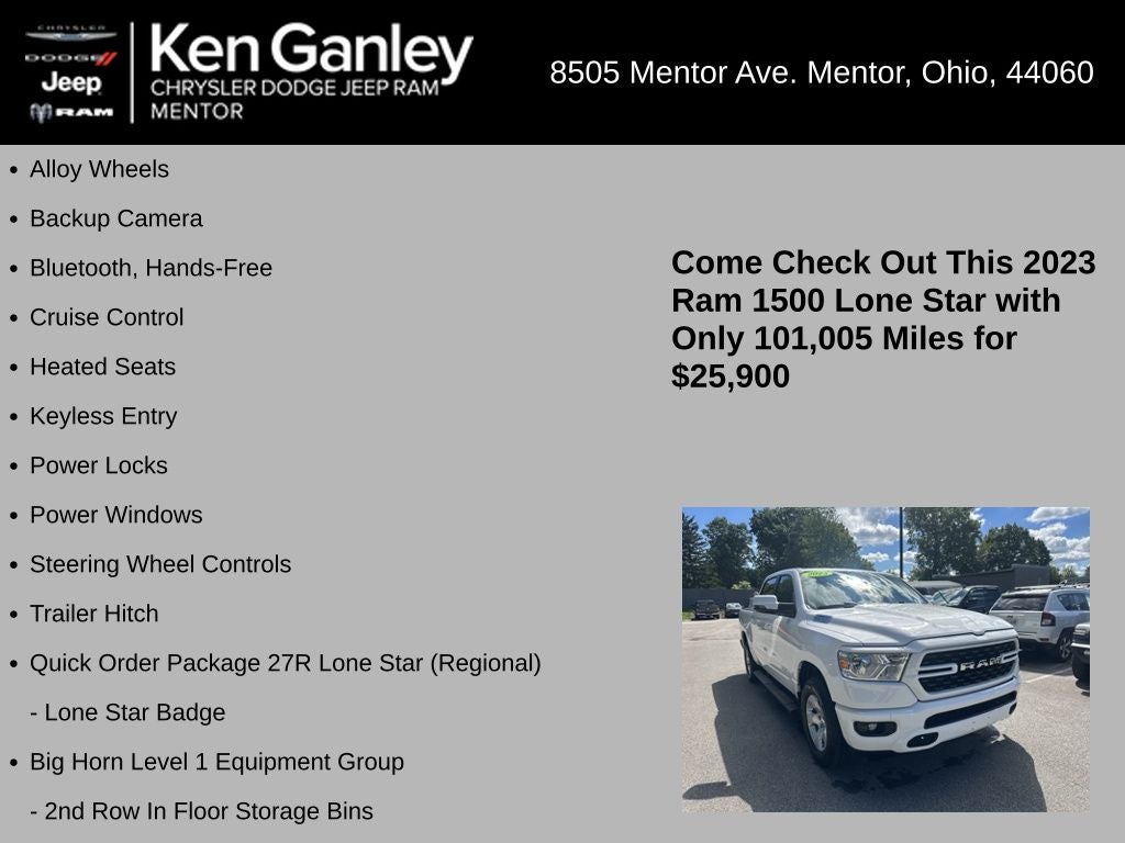 2023 RAM 1500 Lone Star Crew Cab 4x4 5'7' Box