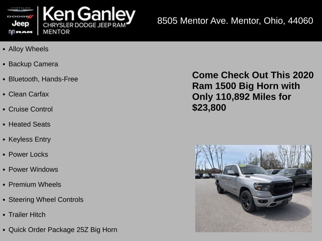 2020 RAM 1500 Big Horn Crew Cab 4x4 5'7' Box