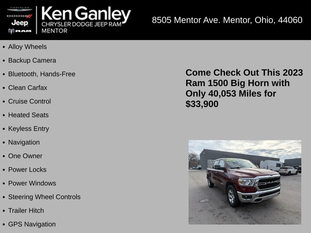 2023 RAM 1500 Big Horn Crew Cab 4x4 5'7' Box