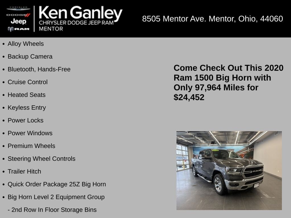 2020 RAM 1500 Big Horn Crew Cab 4x4 5'7' Box