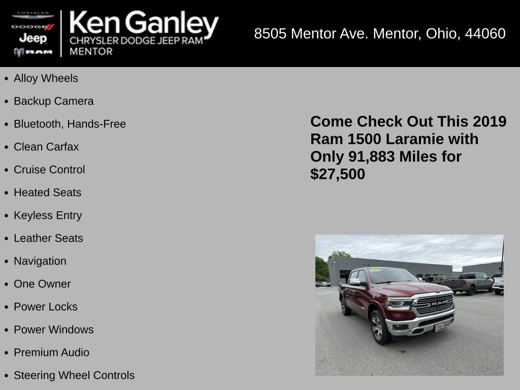 2019 RAM 1500 Laramie Crew Cab 4x4 5'7' Box