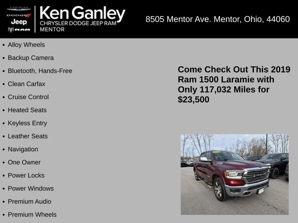 2019 RAM 1500 Laramie Crew Cab 4x4 5'7' Box