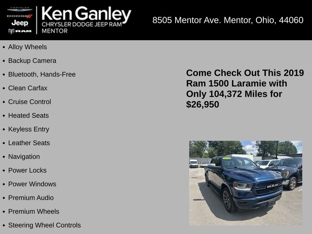 2019 RAM Ram 1500 Laramie Crew Cab 4x4 5'7' Box