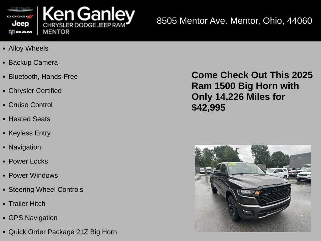 2025 RAM Ram 1500 Big Horn Crew Cab 4x4 6'4' Box