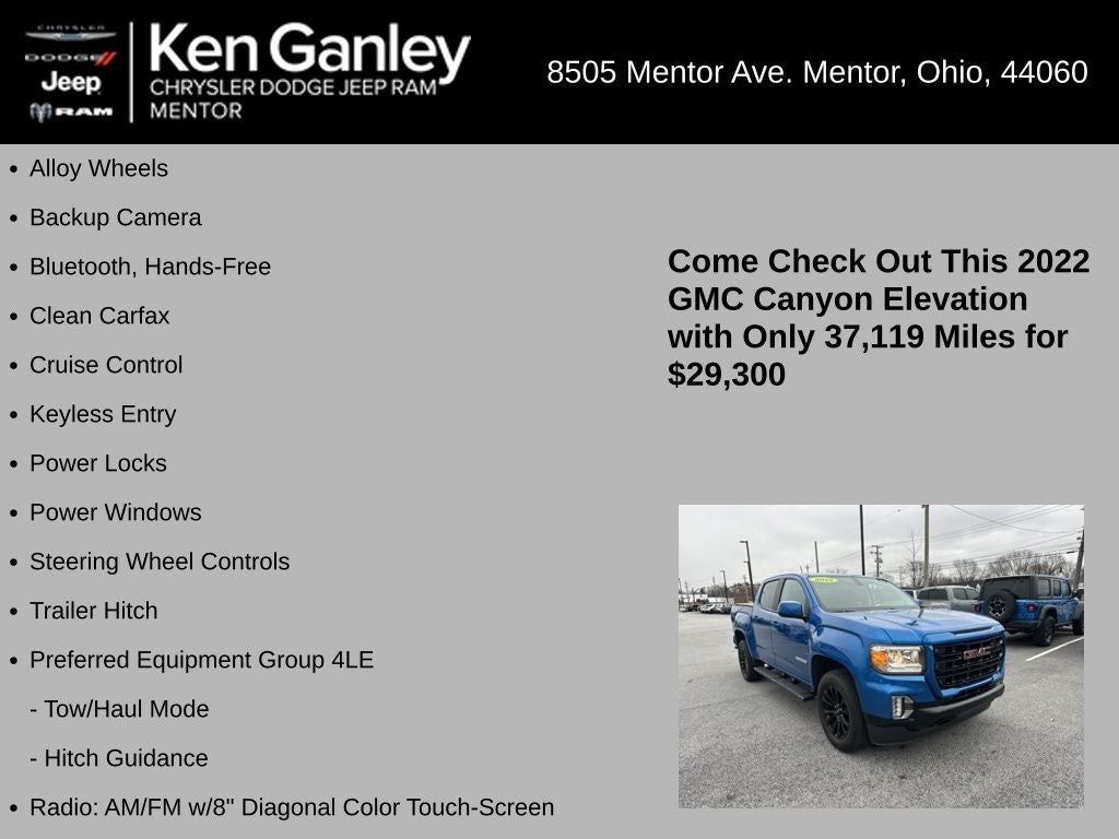 2022 GMC Canyon 4WD Crew Cab Short Box Elevation