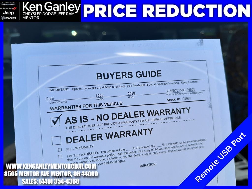 2018 RAM 1500 Big Horn Crew Cab 4x4 5'7' Box