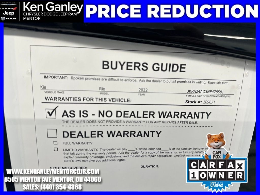2022 Kia Rio S