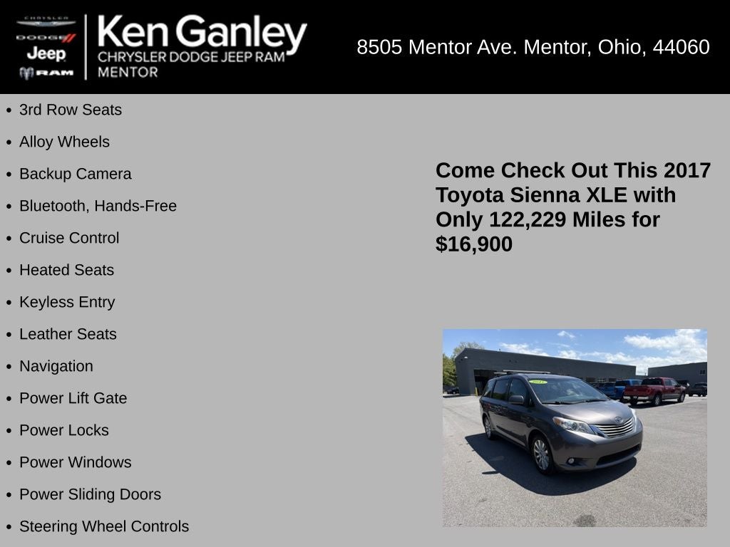 2017 Toyota Sienna 7 Passenger