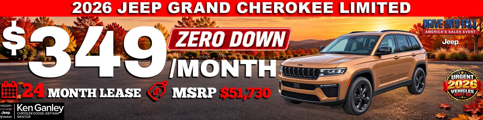 2026 Jeep Grand Cherokee LIMITED $349/month – 24 month lease
