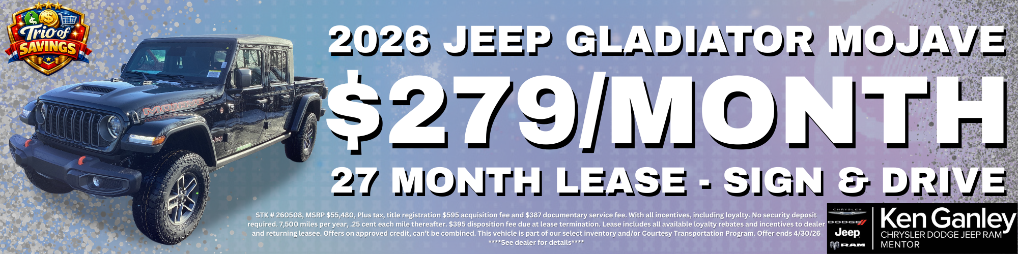  2026 JEEP GLADIATOR MOJAVE Sign and Drive