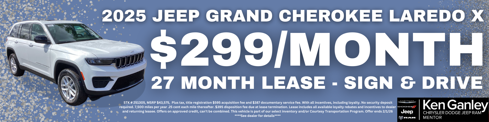 2025 Jeep Grand Cherokee LAREDO X $299_MONTH