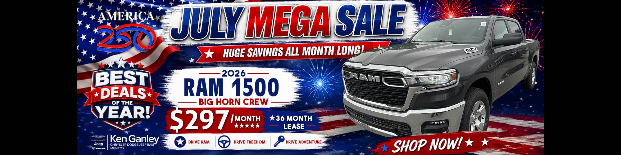2026 RAM 1500 BIG HORN CREW $297/month- 36 month – ZERO DOWN
