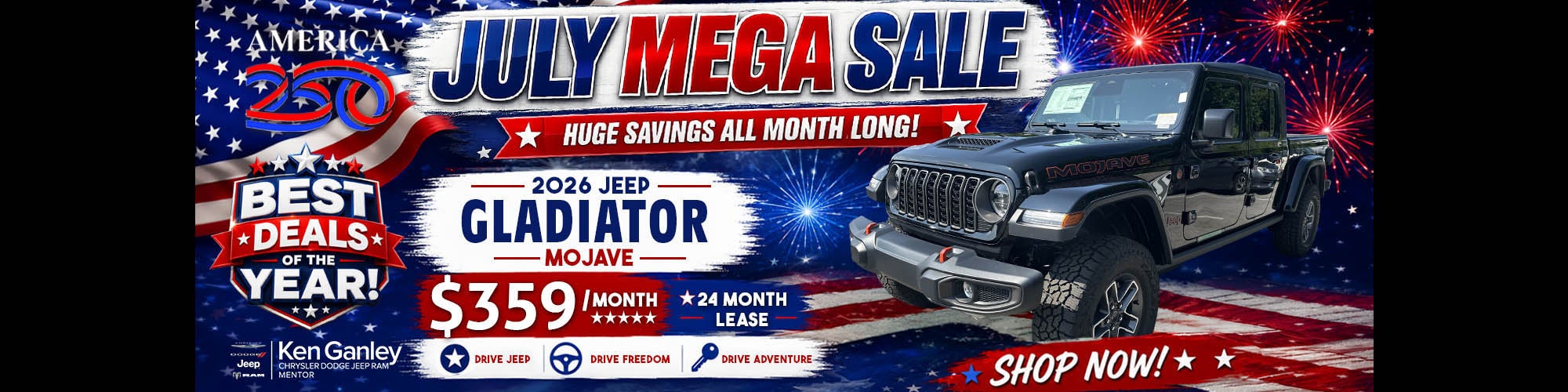 2026 Jeep GLADIATOR MOJAVE $359/month- 24 month – ZERO DOWN