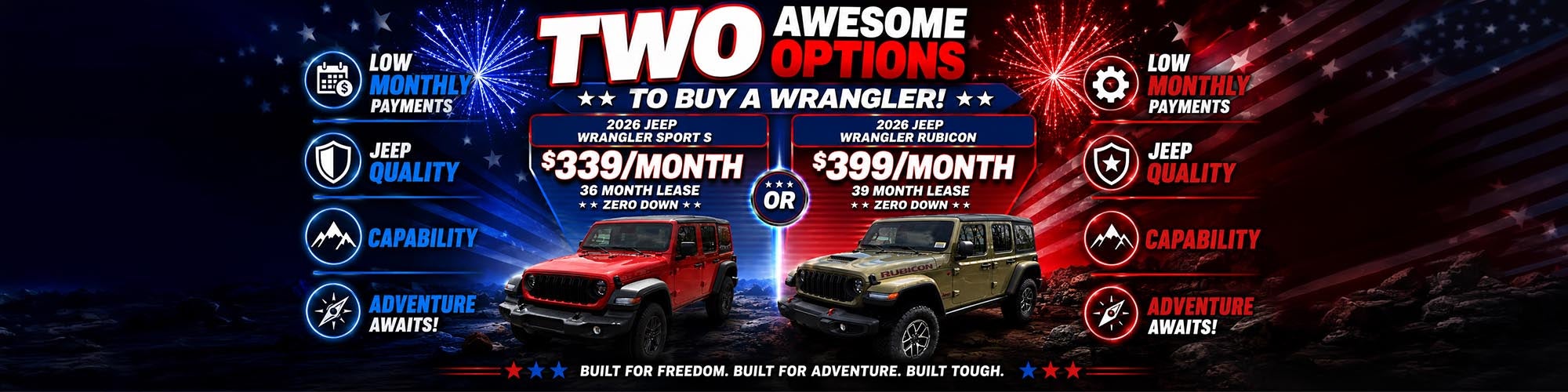 Jeep Wrangler Sport S or Rubicon lease deal